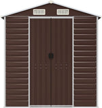 Brown Galvanised Steel Shed 191 x 810 x 198 cm with Ample Storage Space Ventilation Lockable Door for Garden Patio Tool Storage Lawn Mower
