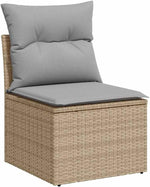 Garden Sofa Set 9 Pieces with Cushions and Storage Space Beige Poly Rattan Weatherproof Lounge Furniture for Garden Balcony Patio Comfortable Upholstery Outdoor