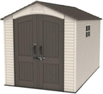 Lifetime 60282 Heavy Duty Garden Storage Shed, 7 x 12 ft (213 x 366 cm), High-Density Polyethylene (HDPE), Steel-Reinforced Apex Roof, Tan