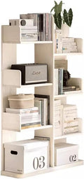 Book Shelf Open Bookcase Solid Wood Bookshelf Floor-standing Cream Style White Cactus Storage Rack Home Corner Bookcase Display for Living Room, Home Office, Bedroom(100cm)