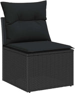 Garden Sofa Set with Cushions, 12-Piece Black Poly Rattan, Weatherproof, Outdoor Lounge Furniture for Garden, Balcony, Patio with Storage Space and Polyester Filling, Modular, Easy Care