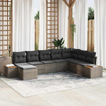 Garden Sofa Set 9-Piece Polyrattan with Cushions Black Cream Weatherproof Lounge Furniture for Garden Patio Balcony Modular with Storage Space and Garden Table Cosy and Easy to Clean