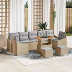Garden Sofa Set 10-Piece Black Poly Rattan with Cushion Weatherproof Lounge Furniture for Garden Balcony Patio Outdoor with Storage Space and Aluminium Frame Cosy and Space-Saving