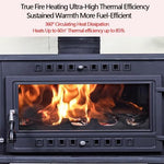 Wood Burning Stove with Heavy-Duty Steel Construction, Heats Up to 900 Sq Ft, FireBrick Lined, Large Viewing Glass & Automatic Air Curtain System