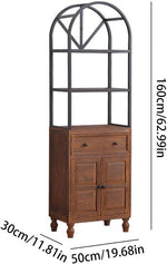 Book Shelf Open Bookcase Retro Living Room French Arched Shelf Home Solid Wood Floor Simple Bookshelf for Living Room, Home Office, Bedroom