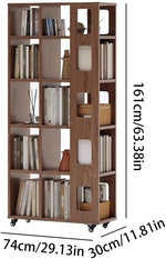 Book Shelf Open Bookcase Household Solid Wood Movable Floor Bookshelf Living Room Bedroom Wall Storage Cabinet for Living Room, Home Office, Bedroom