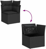 Garden Sofa Set Black Poly Rattan with Cushions 12 Pieces Weatherproof Outdoor Lounge Furniture for Garden, Patio, Balcony, with Storage Space, Modular Cosy, Includes Table and Cushion