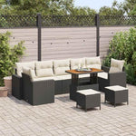 Garden Sofa Set 10 Pieces Beige and Light Grey Cushion Poly Rattan Furniture for Garden Patio Balcony Weatherproof Modular Comfortable Includes Table and Stool Durable