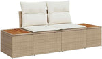 Garden Sofa Set with Cushions and Storage Space 14-Piece Beige Poly Rattan Weatherproof Outdoor Lounge Furniture for Garden Patio Balcony with Removable Cushions and Lightweight Aluminium