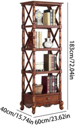 Book Shelf Open Bookcase Living Room Retro Solid Wood Multi-layer Bookshelf Home Entrance Decoration Storage Rack for Living Room, Home Office, Bedroom