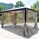 Patio Gazebo Hardtop with Polycarbonate Roof, Canopy Party Tent Outdoor Shelter with Mesh Curtains & Side Walls