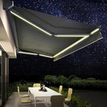 Retractable Electric Patio Awning with LED Lights & Remote Control, Aluminum Frame for Backyard, Garden, Balcony