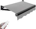 Patio Electric Retractable Awning Outdoor Sunshade Shelter with Remote Control & Manual Crank Handle for Door Window Grey 3x1.5m