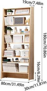 Book Shelf Open Bookcase Simple Lattice Bookcase With Doors Modern Solid Wood Storage Cabinet Bookshelf for Living Room, Home Office, Bedroom