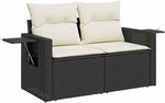 Garden Sofa Set Poly Rattan with Cushion Black Cream 13-Piece Outdoor Lounge Furniture for Garden Patio Balcony Weatherproof Modular Cosy Space Saving with Storage Function