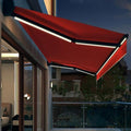 Patio Electric Retractable Awning with Remote Control & LED Light, Outdoor Sun Shade Canopy for Deck Backyard Garden Balcony, Weather Resistant & Easy Installation