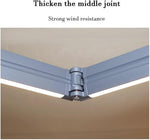 Motorized Electric Retractable Patio Awning with Lights, Paint Process, Curved Arm Chain Double Lamp, for Yard Balcony