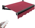 Outdoor Retractable Electric Patio Awning Sunshade Shelter with Remote Control & Manual Crank