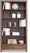 Book Shelf Open Bookcase Solid Wood Bookcase Modern Nordic Oak Bookshelf Storage Shelf Simple Walnut for Living Room, Home Office, Bedroom(A1)