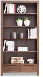 Book Shelf Open Bookcase Solid Wood Bookcase Modern Nordic Oak Bookshelf Storage Shelf Simple Walnut for Living Room, Home Office, Bedroom(A1)
