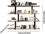 Book Shelf Open Bookcase Living Room Iron Industrial Style Partition Wall Display Rack Study Solid Wood Multi-layer Bookshelf for Living Room, Home Office, Bedroom
