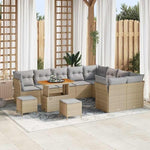 Garden Sofa Set 12 Pieces with Cushions in Black and Cream, Weatherproof Poly Rattan Lounge Furniture for Patio and Balcony, Modular Corner Couch with Storage Space, Comfortable Outdoor Wooden