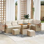 Garden Sofa Set with Cushions, 11 Pieces, Black Poly Rattan, Weatherproof Lounge Furniture for Garden, Patio and Balcony, Modular, Includes Padding, Wooden Frame, Comfortable and Durable