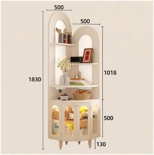 Bookshelf French Corner Shelf, Vintage Solid Wood Triangular Fan-shaped Bookshelf, Living Room Storage Cabinet Bookcases(Black)