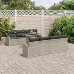 Garden Sofa Set 9 Pieces with Cushions and Storage Space Beige Poly Rattan Weatherproof Lounge Furniture for Garden Balcony Patio Comfortable Upholstery Outdoor