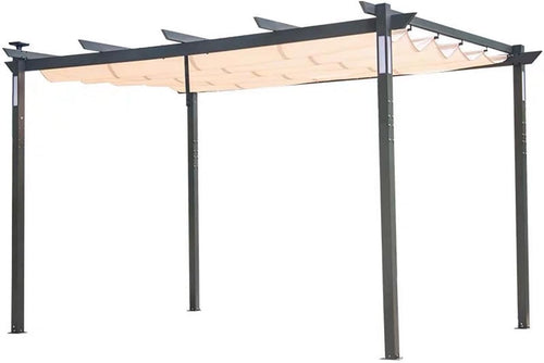 Top Outdoor Pergola with lights, solar sunshade grape trellis, Aluminum garden pergola with retractable roof, Rain and UV protection, Grape Trellis Pergola for Patio Backyard and Deck,A