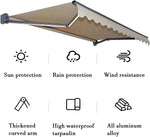 Waterproof Motorized Retractable Patio Awning with LED Lights, Commercial Grade Sunshade Shelter, 2x1.5M Gray Deck Canopy for Windows, Doors & Balconies