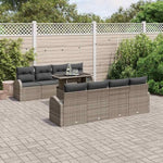 Garden Sofa Set 9 Pieces with Cushions and Storage Space Beige Poly Rattan Weatherproof Lounge Furniture for Garden Balcony Patio Comfortable Upholstery Outdoor