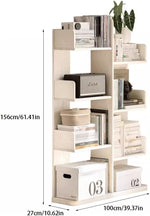 Book Shelf Open Bookcase Solid Wood Bookshelf Floor-standing Cream Style White Cactus Storage Rack Home Corner Bookcase Display for Living Room, Home Office, Bedroom(100cm)