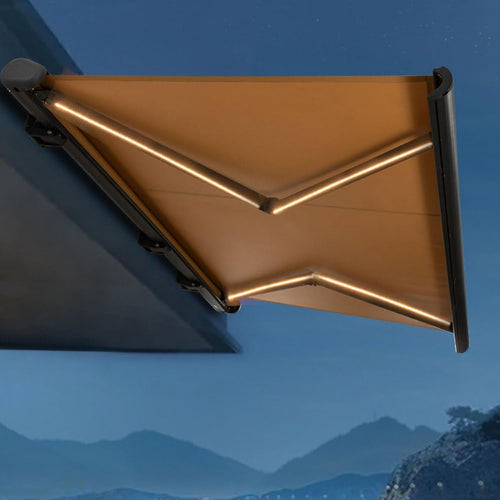 Electric Retractable Outdoor Patio Awning with LED Lights, Waterproof Sun Shade Shelter, Remote Control Canopy for Deck, Balcony, Yard, 2x1.5M