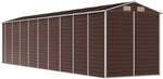 Brown Galvanised Steel Shed 191 x 810 x 198 cm with Ample Storage Space Ventilation Lockable Door for Garden Patio Tool Storage Lawn Mower