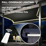 Patio Electric Retractable Awning with Remote Control & LED Light, Outdoor Sun Shade Canopy for Deck Backyard Garden Balcony, Weather Resistant & Easy Installation