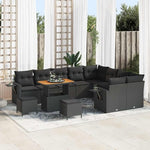 Garden Sofa Set Poly Rattan with Cushion Black Cream 13-Piece Outdoor Lounge Furniture for Garden Patio Balcony Weatherproof Modular Cosy Space Saving with Storage Function