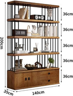 Book Shelf Open Bookcase Home Multi-layer Solid Wood Bookcase Living Room Integrated Whole Wall Storage Bookshelf Floor Cabinet for Living Room, Home Office, Bedroom(S:140CM*35CM*200CM)