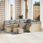 Garden Sofa Set 12 Pieces with Cushions Black Cream Polyrattan Weatherproof Lounge Furniture for Patio Balcony Modular Outdoor Two Seater with Storage Space and Table, Cosy and Space Saving
