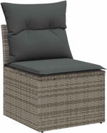 Garden Sofa Set 11 Pieces Grey Poly Rattan with Removable Cushions Weatherproof Lounge Outdoor Furniture for Garden Balcony Patio Modular Includes Table and Stool, Comfortable and Durable