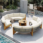 Alora 6-Person Half Moon Beige Patio Sectional Set with Cushions and Table