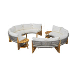 Alora 6-Person Half Moon Beige Patio Sectional Set with Cushions and Table