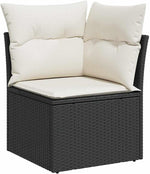 Garden Sofa Set 9-Piece Polyrattan with Cushions Black Cream Weatherproof Lounge Furniture for Garden Patio Balcony Modular with Storage Space and Garden Table Cosy and Easy to Clean