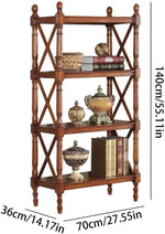 Book Shelf Open Bookcase Country Retro Solid Wood Bookshelf European Style Entrance Floor Shelf Storage Rack for Living Room, Home Office, Bedroom