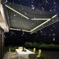 Waterproof Motorized Retractable Patio Awning with LED Lights, Commercial Grade Sunshade Shelter, 2x1.5M Gray Deck Canopy for Windows, Doors & Balconies
