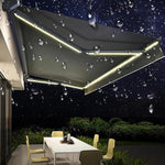 Waterproof Motorized Retractable Patio Awning with LED Lights, Commercial Grade Sunshade Shelter, 2x1.5M Gray Deck Canopy for Windows, Doors & Balconies