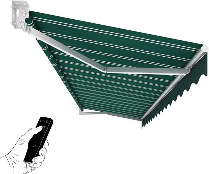 Retractable Electric Patio Awning Canopy w/Remote Control, Adjustable Outdoor Window Door Shelter Pergola for Courtyard Balcony Shop Restaurant Cafe, 3x2m