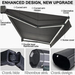 Automatic Electric Retractable Awning for Patio, Waterproof Outdoor Shade with LED Light, Motorized Canopy for Yard Porch Balcony 2x1.5m
