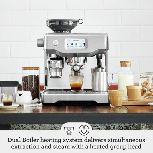 Sage - The Oracle Touch - Bean to Cup Coffee Machine with Grinder & Milk Frother - Fully Automatic Espresso Machine, Touch Screen, 5 Pre-sets - 2.5L Water Tank, 2400 W, Brushed Stainless Steel