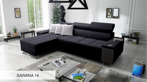 Andora Sofa Bed - Minos Corner Sofabed with Large Storage - Fabric Pull Out Double Sofa Bed Chaise Lounge Couch | Free Set Up | Built to Last (Right Left Facing Corner)